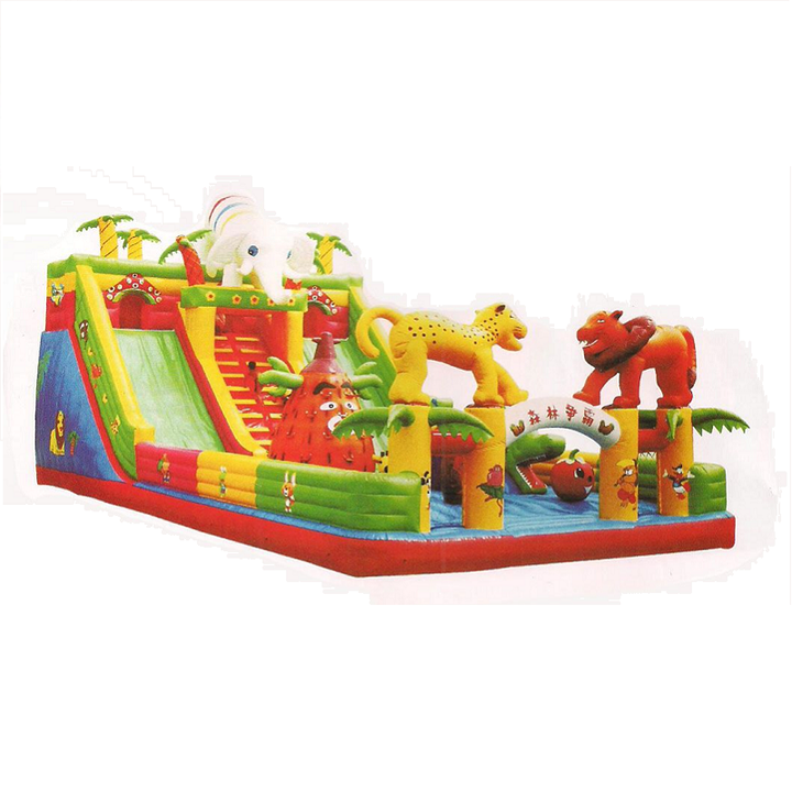 Gambol inflatable castle, jungle bounce house, inflatable slides UAE, outdoor play for kids
