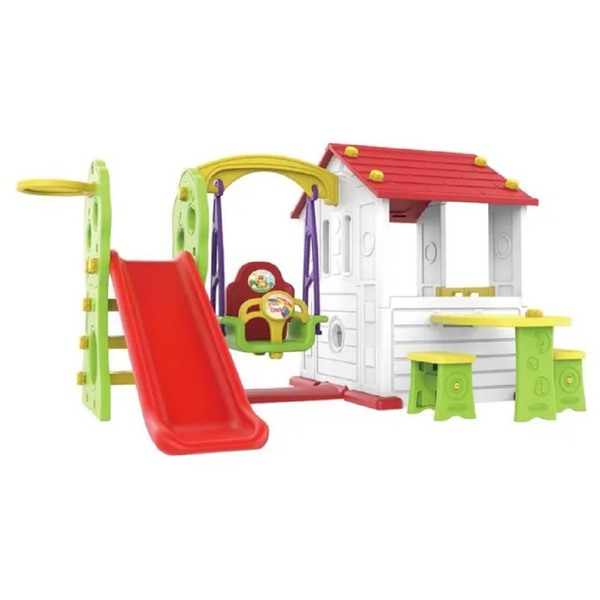 Gambol - Sun N Shine Playhouse W/ Swing, Slide, Table & Chairs