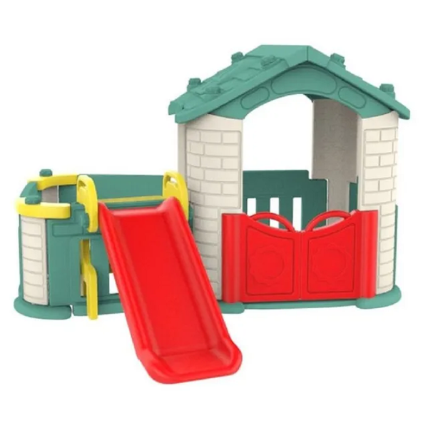Gambol - 3-In-1 Cottage Playhouse With Slide - Green