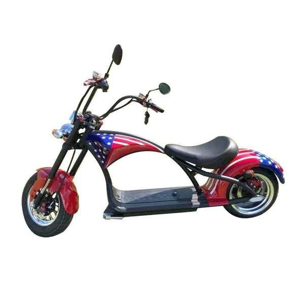 Gambol X1 bike, electric Harley flag edition, national flag scooter, Coco Harley electric motorcycle, Toyzinn e-bike, patriotic electric scooter, X1 tire bike