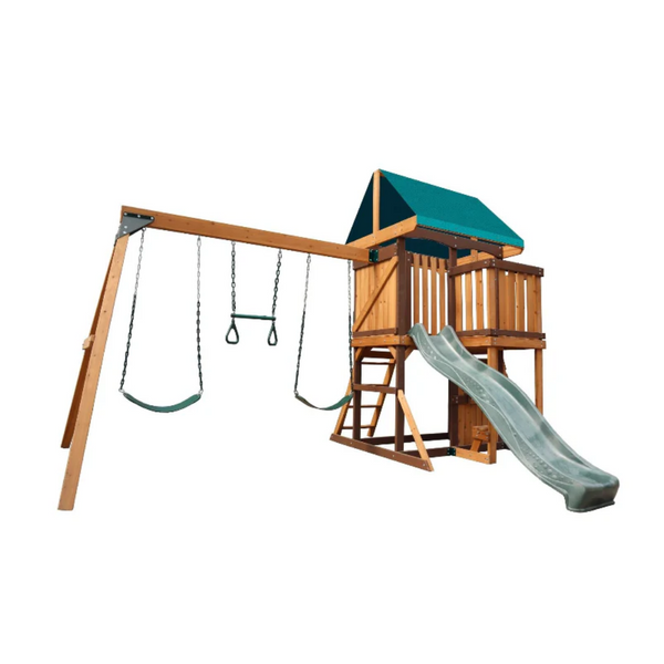 MountPeak - Logan Swing Set & Playhouse with balcony