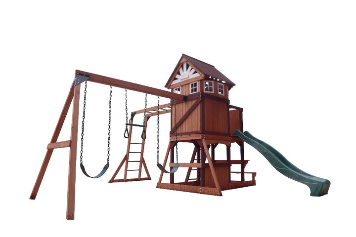Wooden outdoor playset UAE, swing and slide set, outdoor swing set, wooden swing set, المراجيح ومجموعات اللعب’ شراء بلايست أوستن الإمارات , مجموعة ألعاب خارجية للأطفال الإمارات
